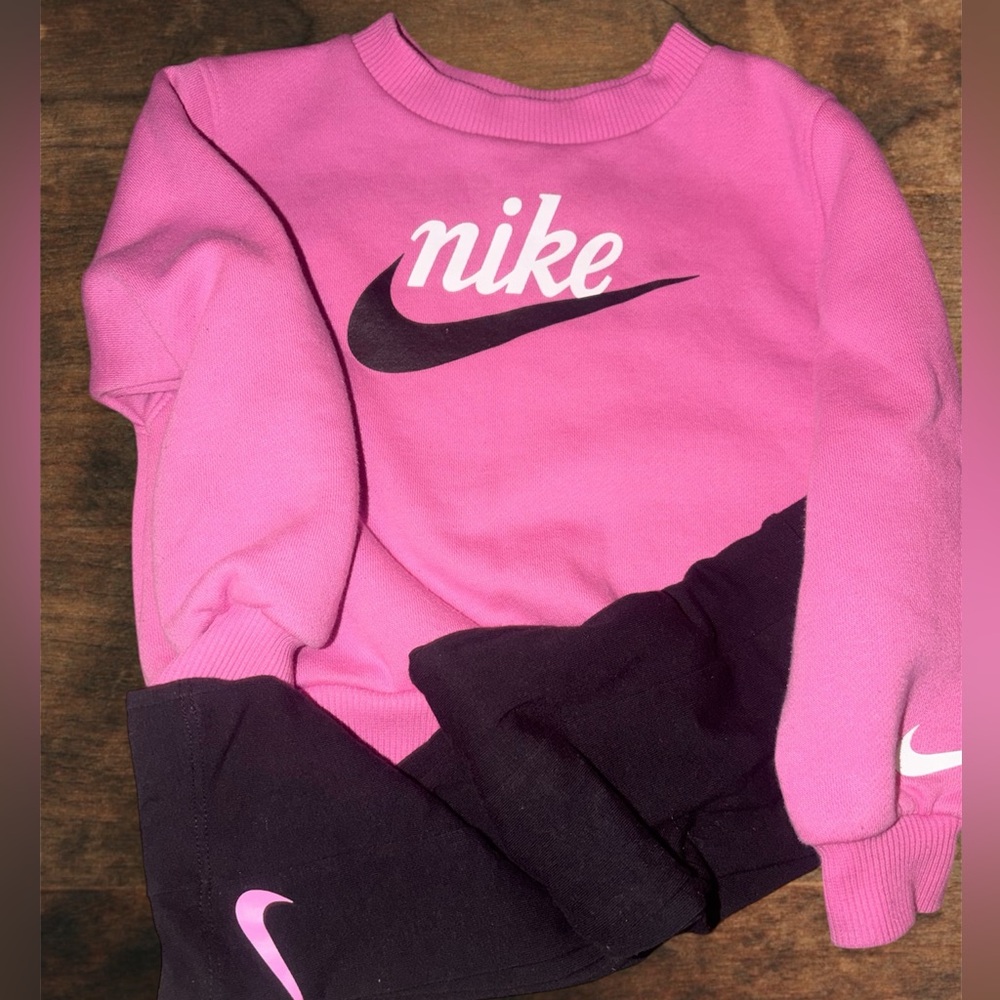 Nike Kids Pink & Black Sweatshirt with Swoosh
